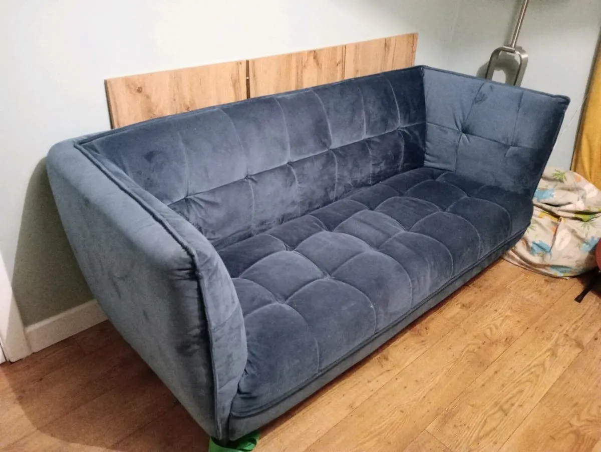 Blue Velvet Couch - Image 1