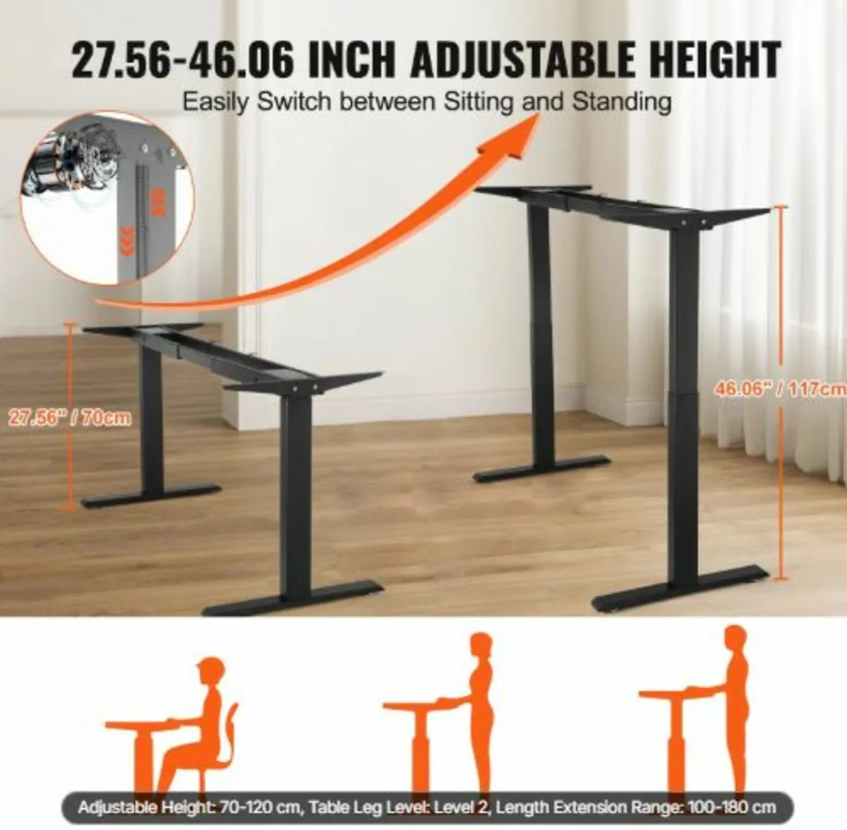 Electric Standing Desk Frame Dual Motor Adjustabl - Image 3