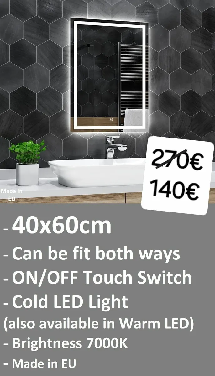 LED Bathroom Mirror 40x60cm - Image 1