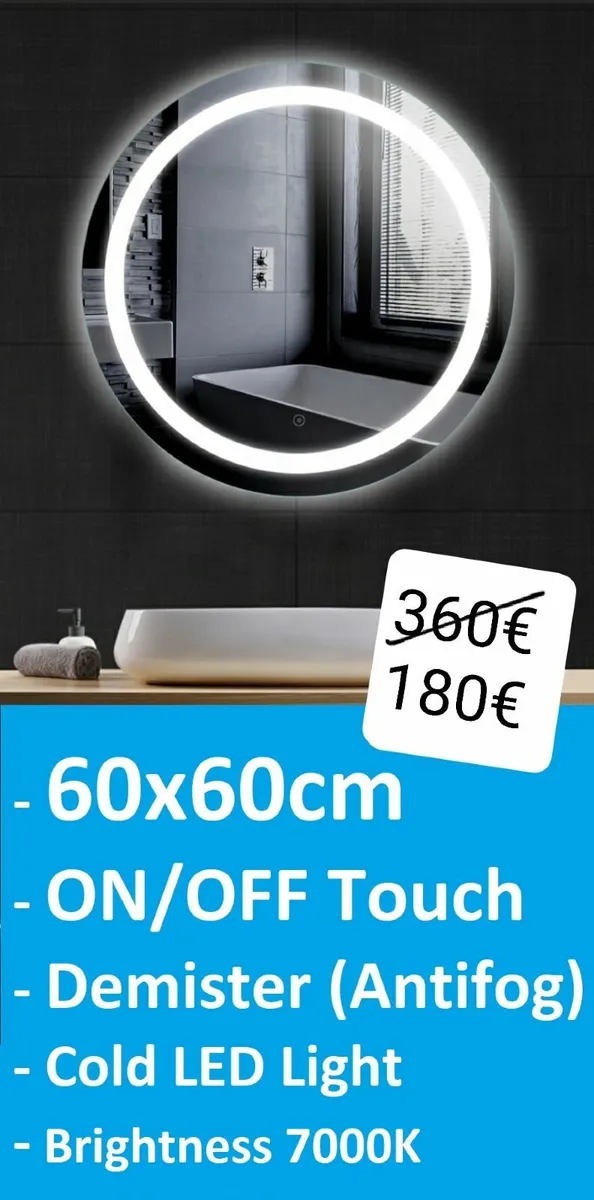 LED Bathroom Mirror Demister Antifog - Image 1