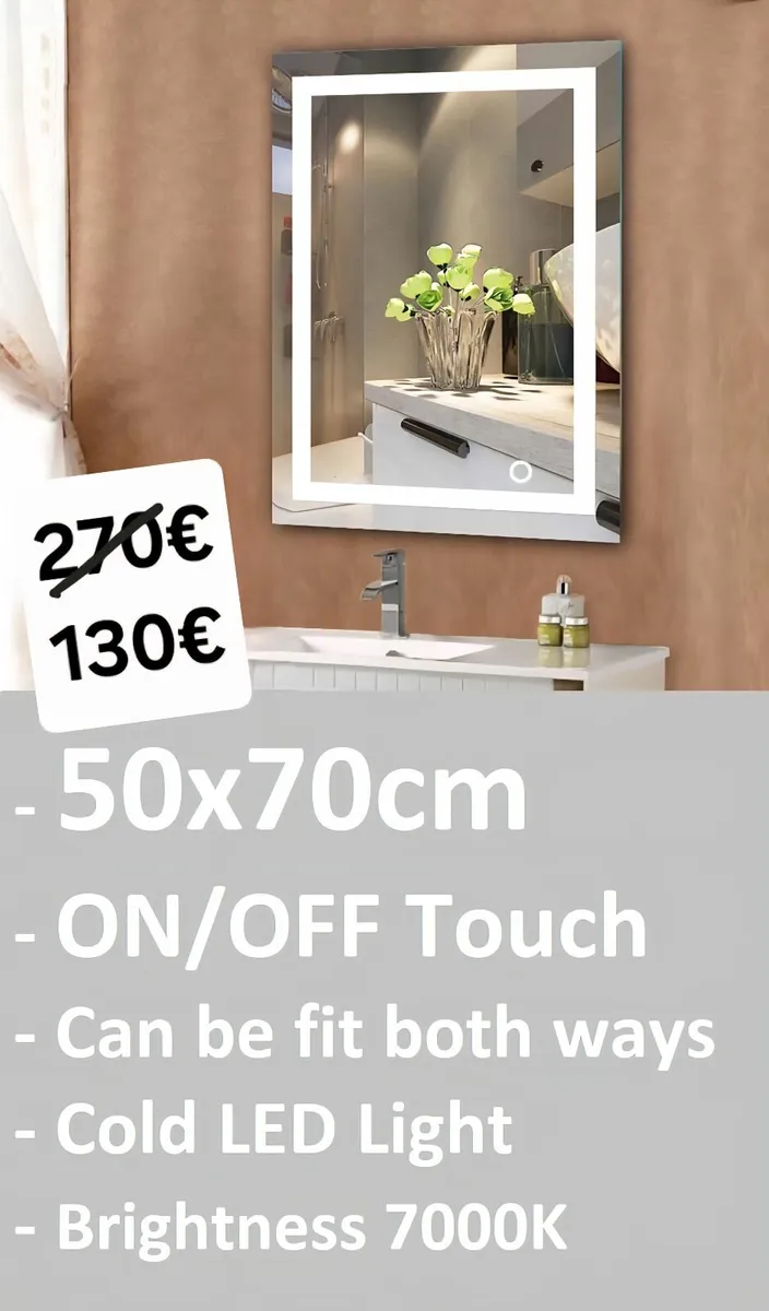 LED Bathroom Mirror 50x70cm - Image 2