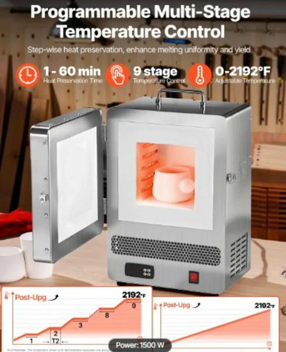 Tabletop Kiln Melter, 1500W Powerful Electric Kiln - Image 2