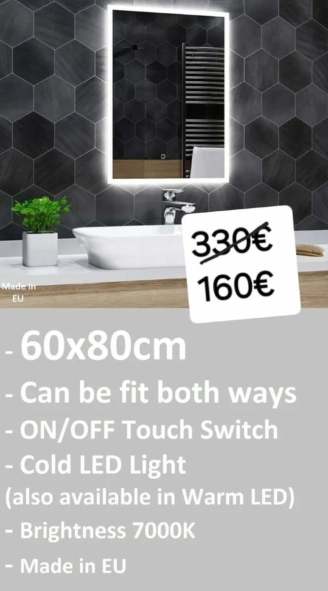 LED Bathroom Mirror 60x80cm - Image 1