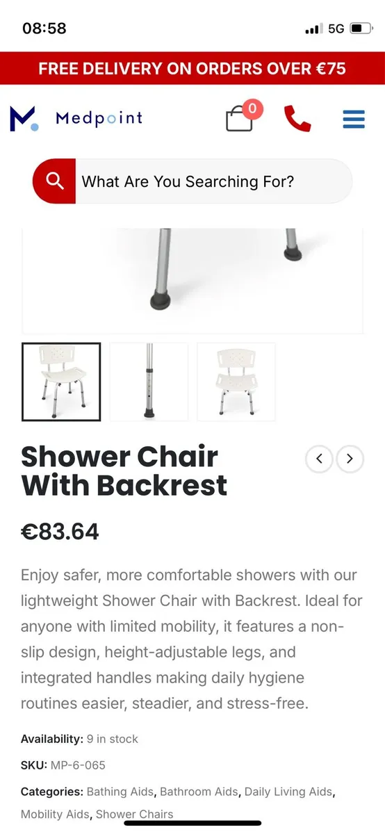 Shower Chair With Backrest - Image 2
