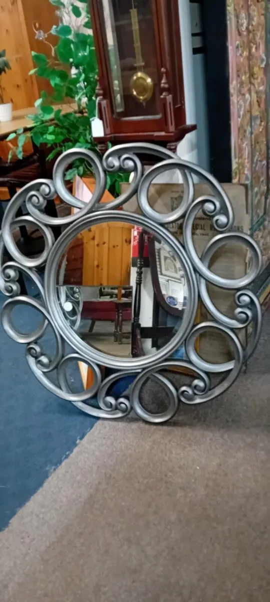 Large Decorative Silver Wall Mirror