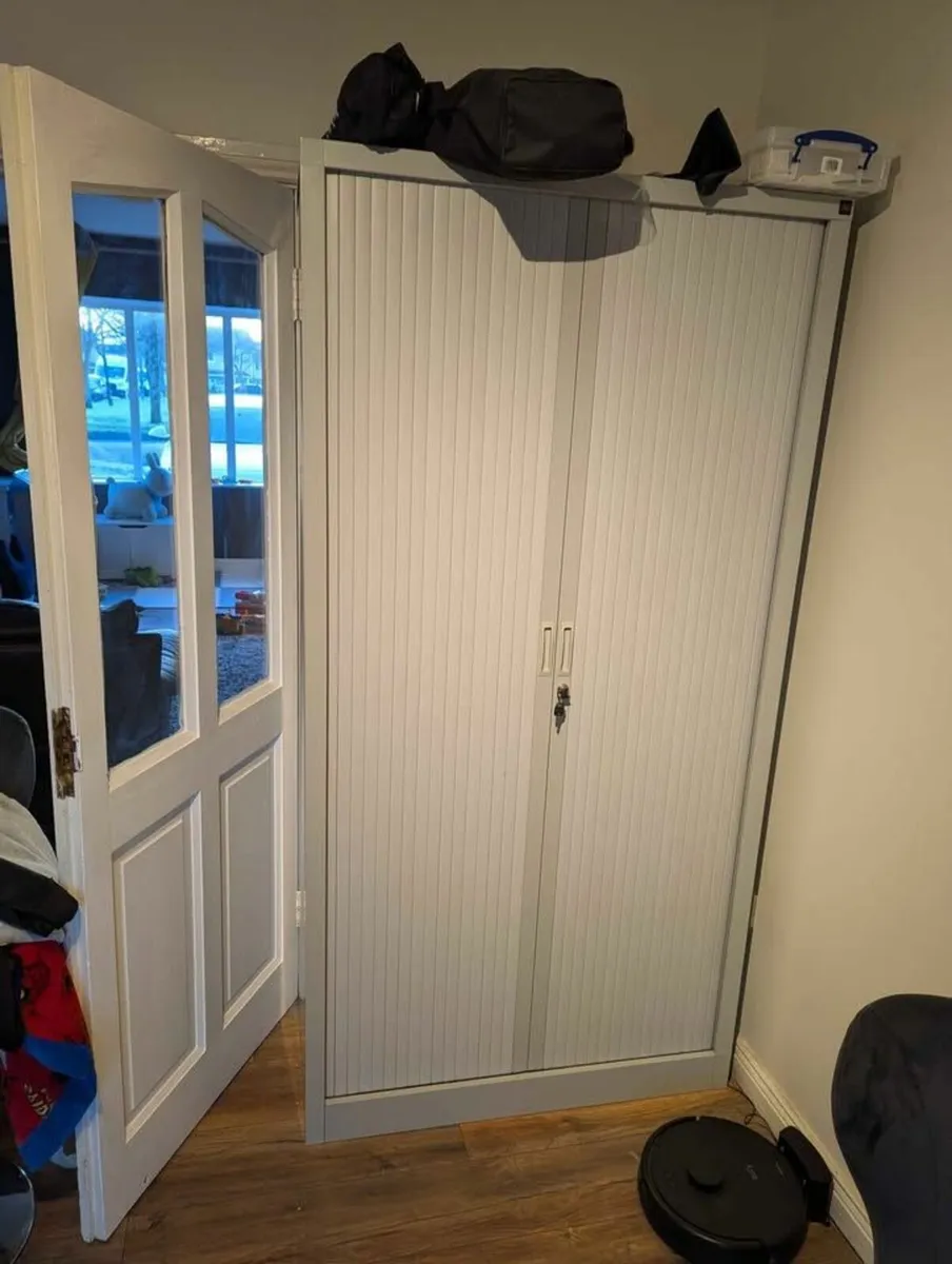 Viking Realspace Tambour Cupboard Steel 4 Shelves