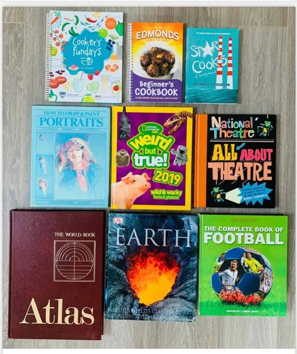 5 BOOKS LEFT - Children's Book Bundle - Reference Books - Atlas - Cookery - Art  Children's Books Bundle - Update your home, creche or school - Image 1