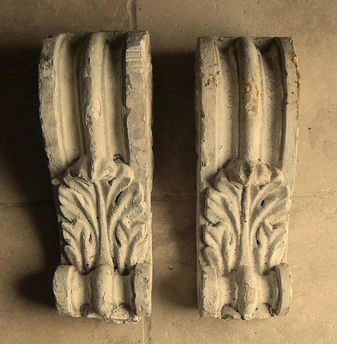 Pair of Heavy Vintage Plaster/Concrete Corbels - Image 1