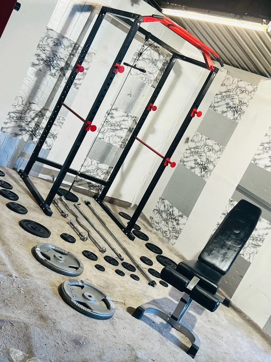 110KG WEIGHTS POWER RACK BENCH BARS ETC - Image 1