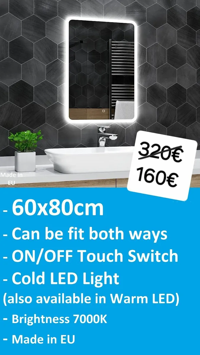 LED Bathroom Mirror 60x80cm - Image 2