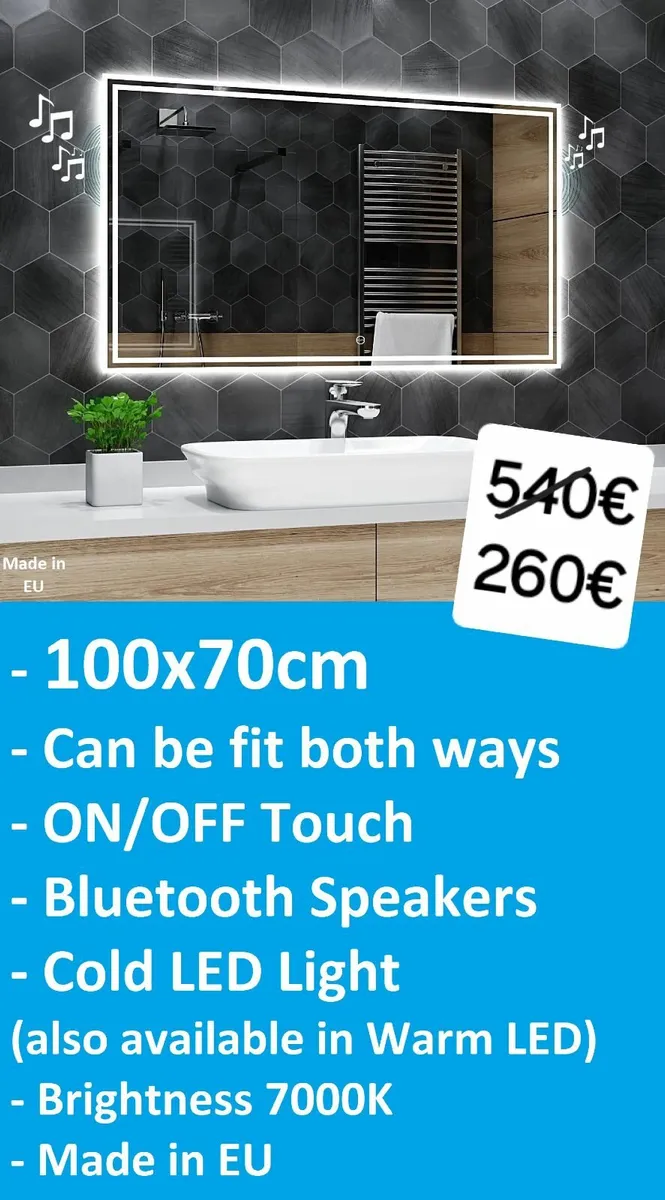 LED Bathroom Mirror 100x70cm - Image 1