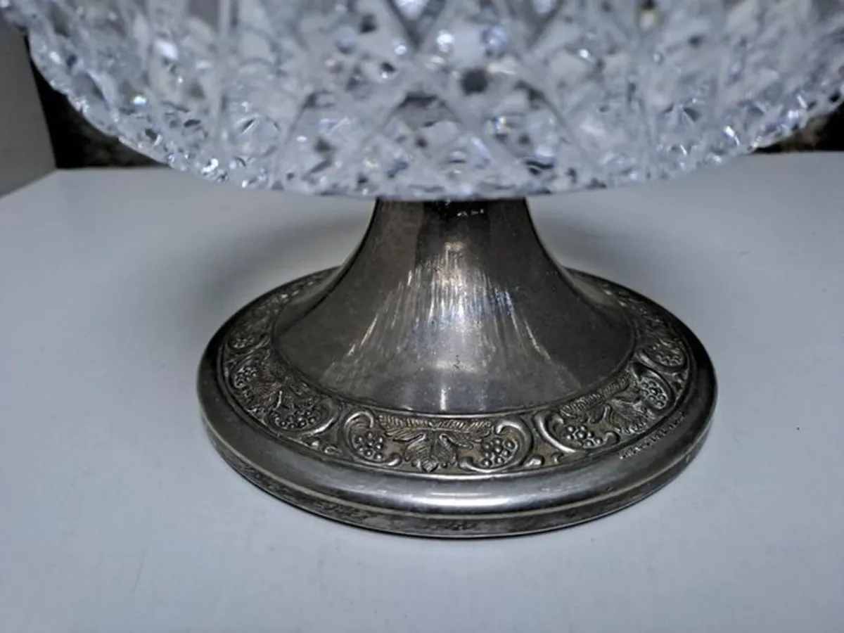 Vintage crystal and silver plated mint bowl - Image 3