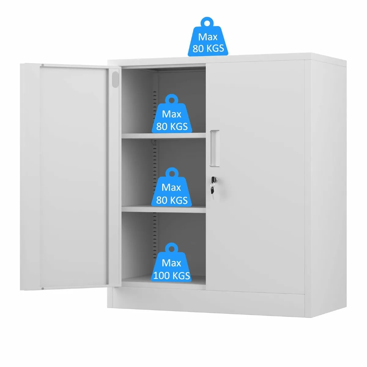 Metal Storage Cabinet with Locking Doors and 2 - Image 4