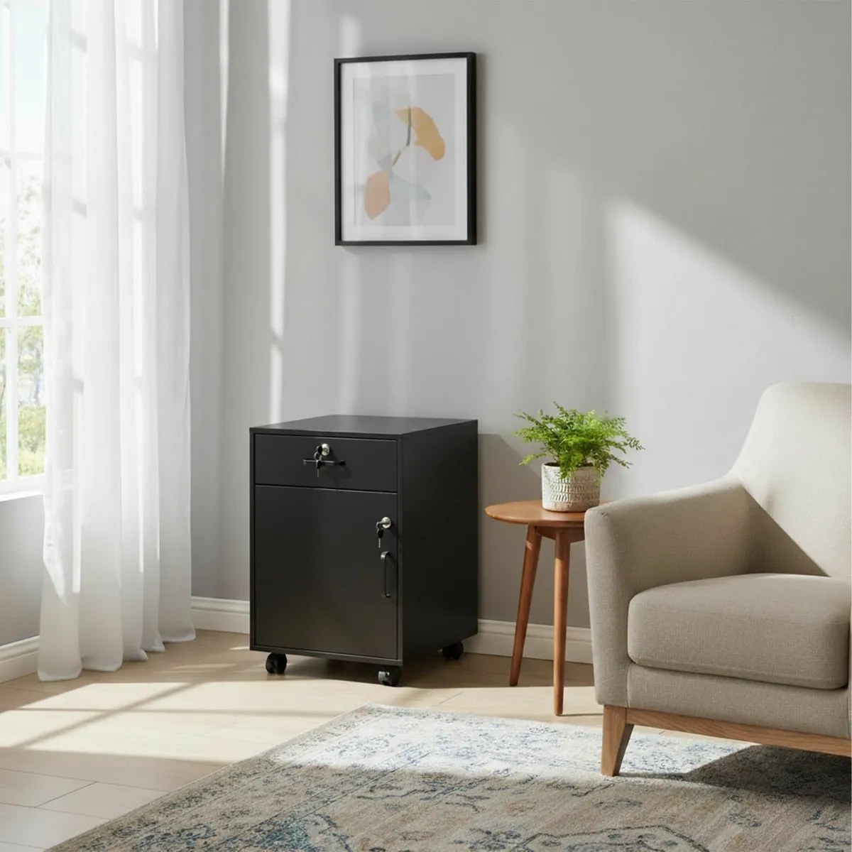 Lockable Desk Trolley with Drawer Door Filing - Image 2