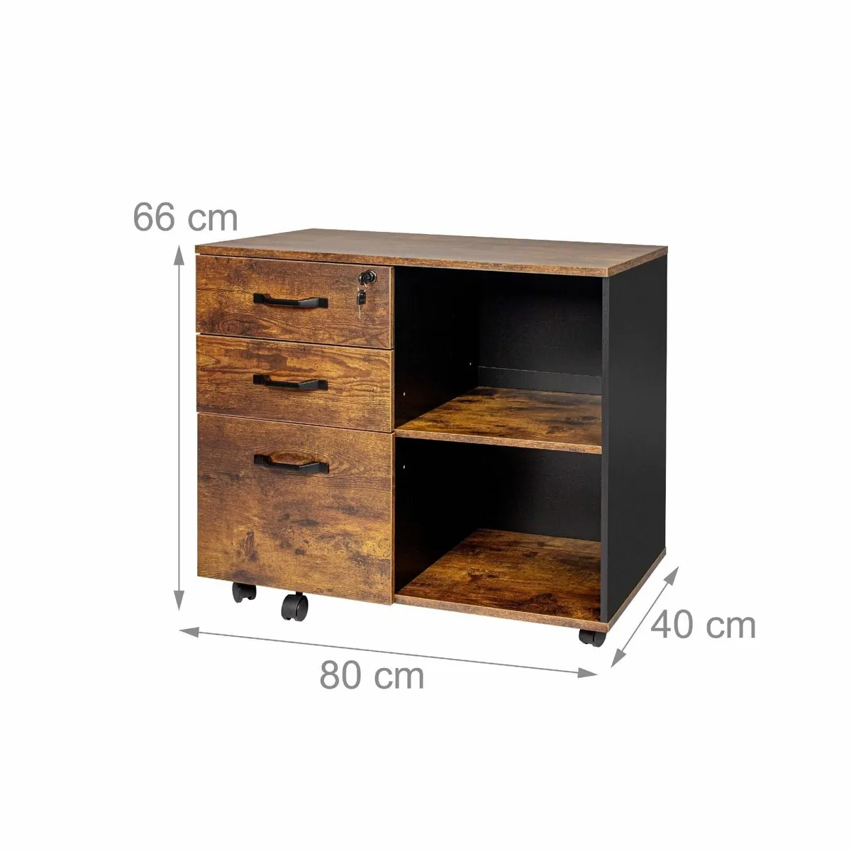 Mobile Filing Cabinet with 3 Drawers 2 Shelves - Image 3