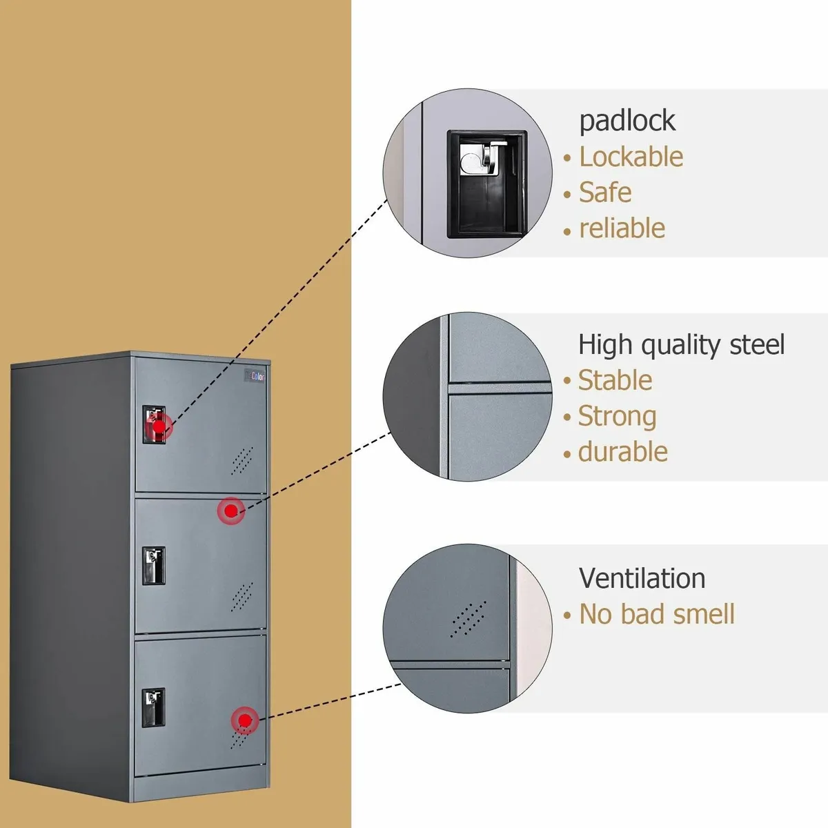 Vertical Single Tier Small Locker with Padlock - Image 4