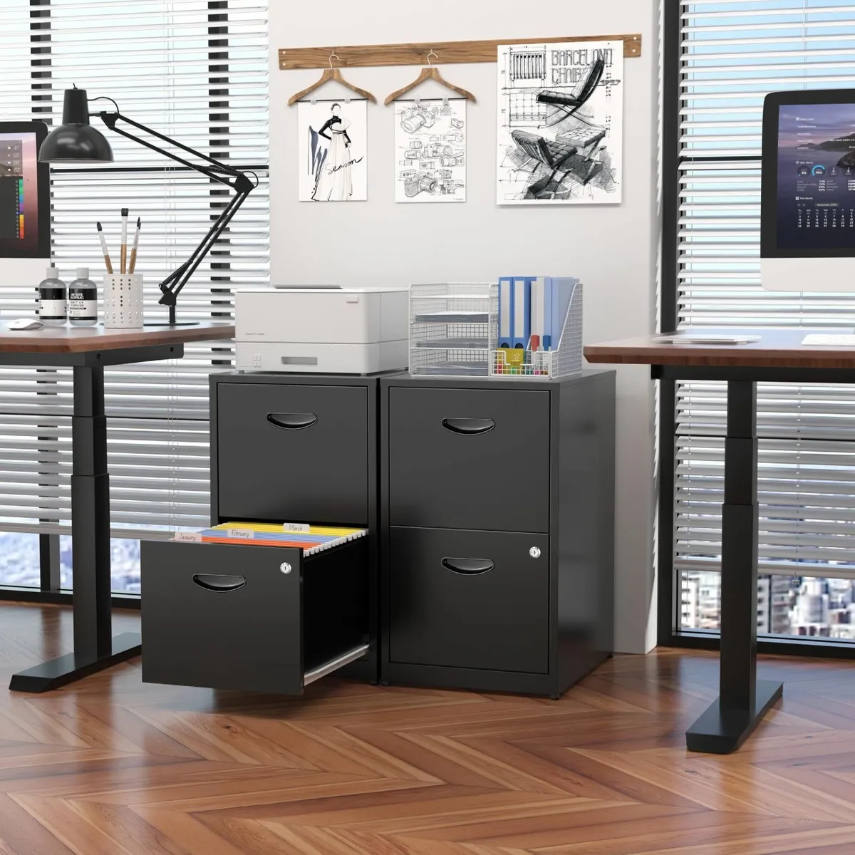 2-Drawer Steel Under-Desk Filing Cabinet with - Image 2