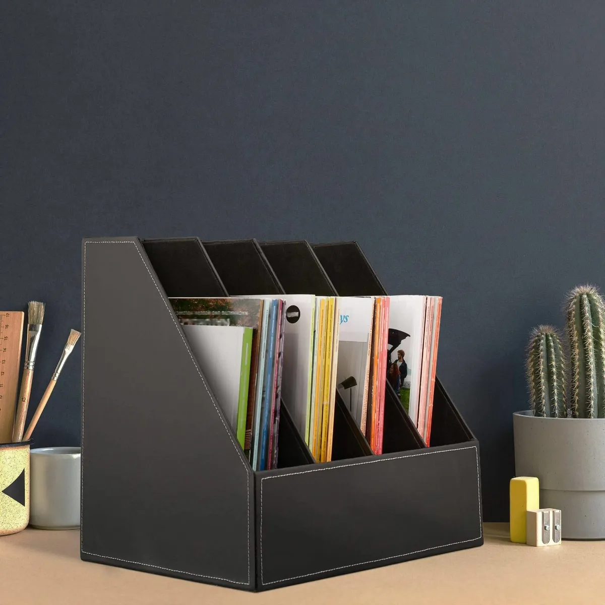 Filing Cabinet Artificial Leather 4 Compartments - Image 2