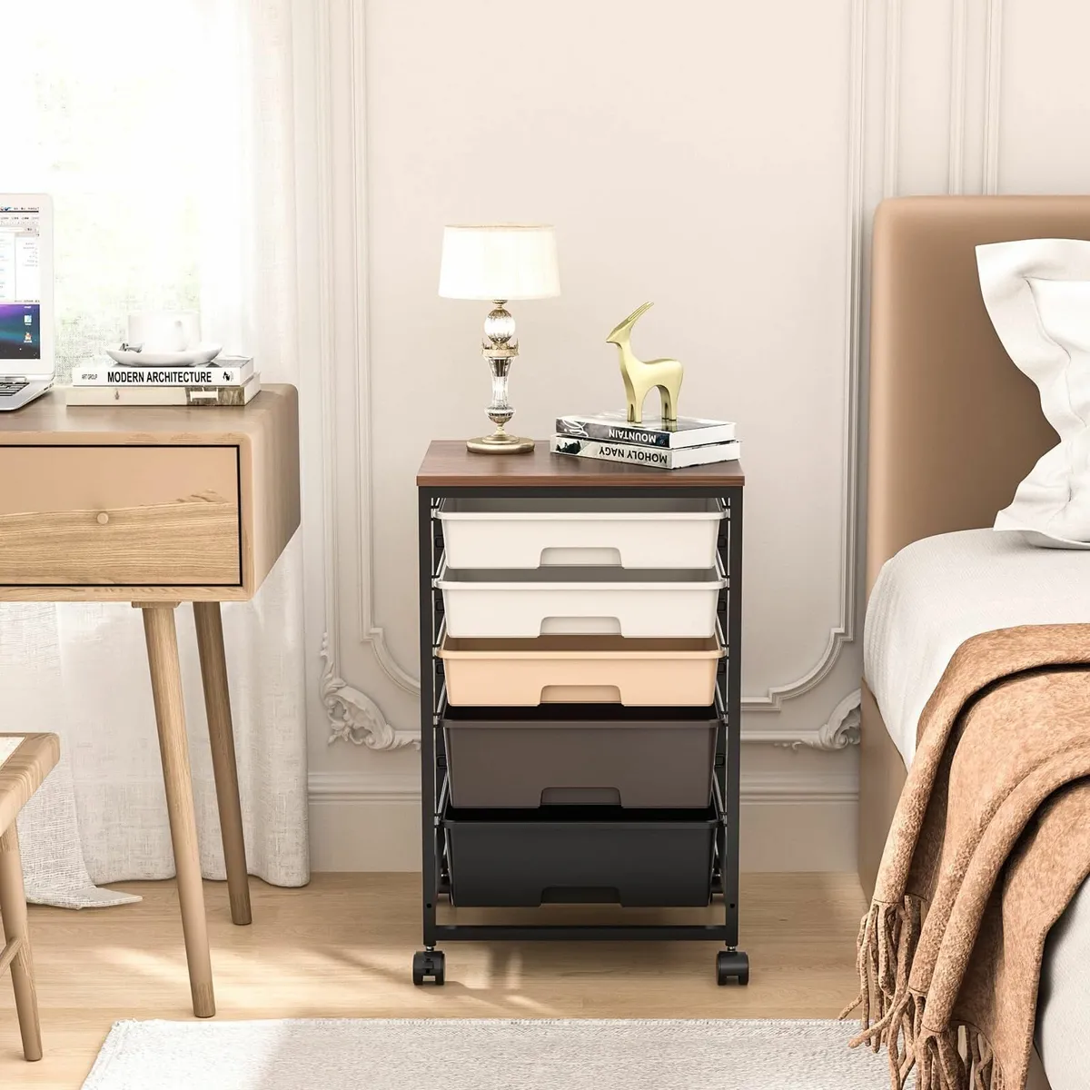 Storage Trolley with 5 Plastic Drawers Rolling - Image 2