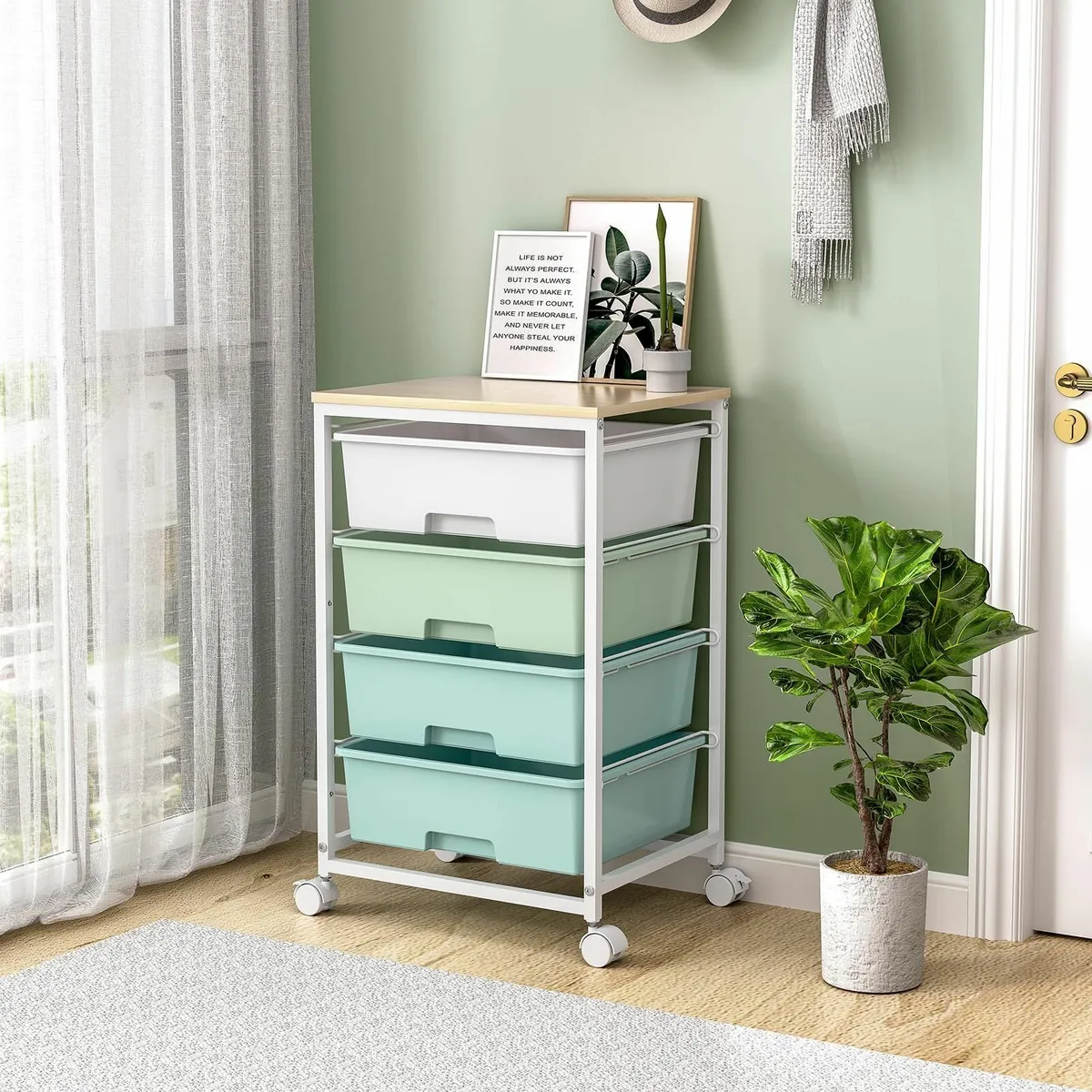 Storage Trolley with Drawers 4 Unit Organizer - Image 2