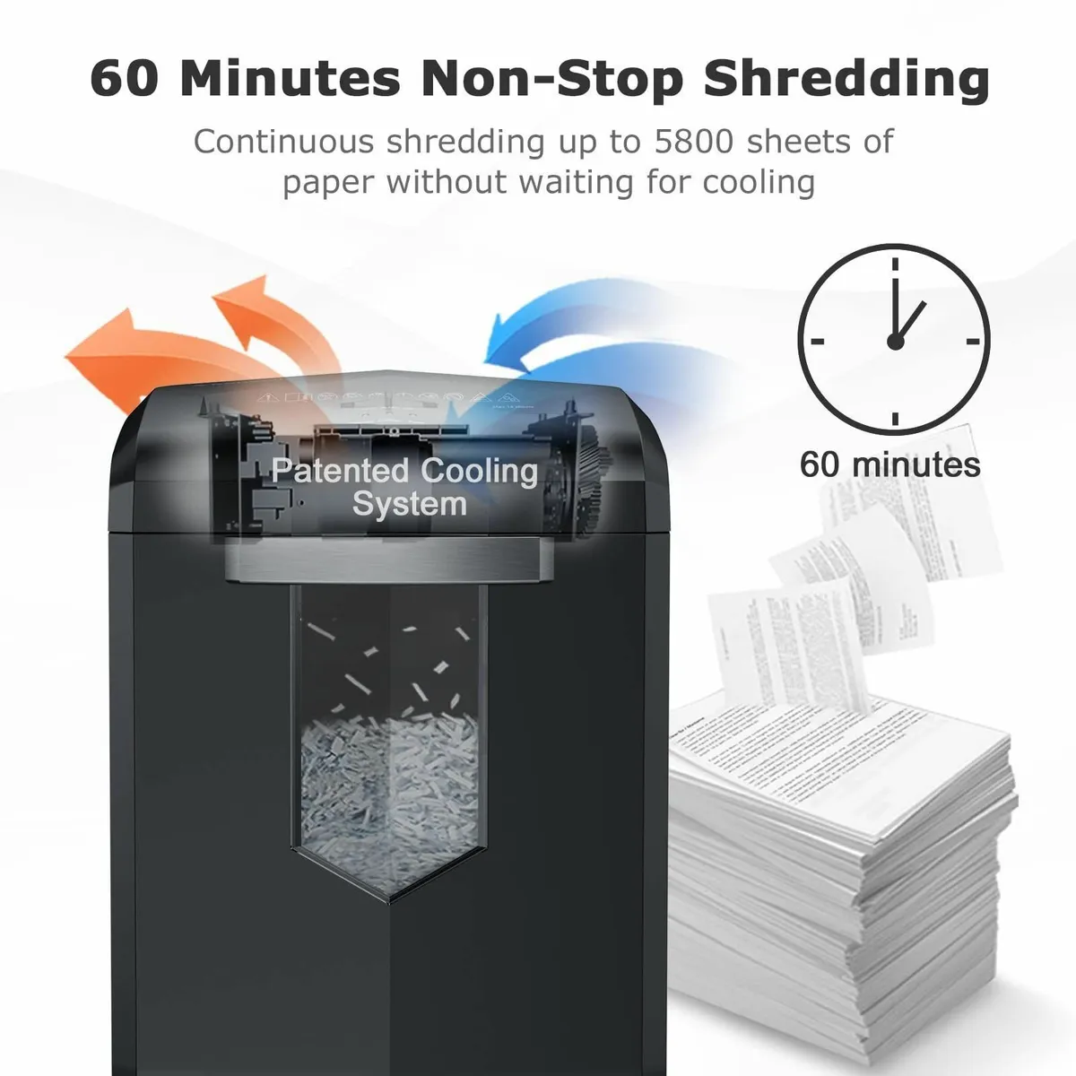 Heavy Duty Paper Shredder 60-Minute 18 Sheets - Image 3