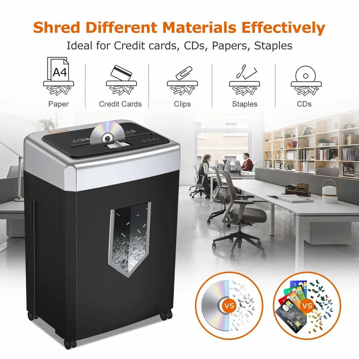 15-Sheet Cross Cut Paper Shredder for Office - Image 4