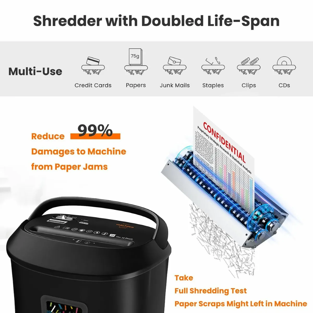 Cross-Cut Paper Shredder 14-Sheet Shreds Paper/Car - Image 3