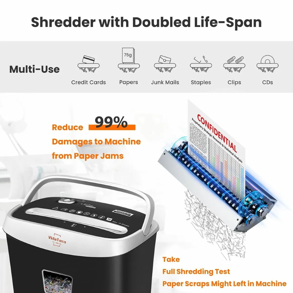 10-Sheet Home Shredder Cross-Cut Paper Shreds - Image 3