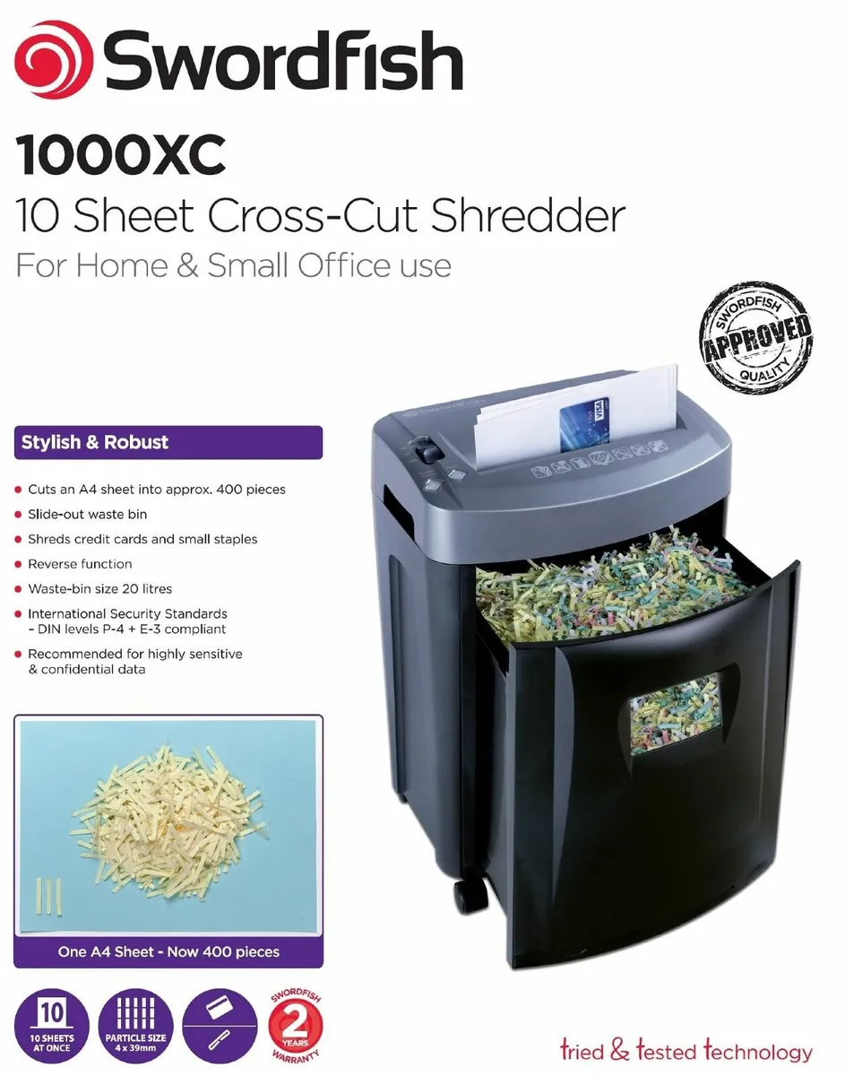 1000XC 10 Sheet Cross-Cut Paper/Document Shredder - Image 3