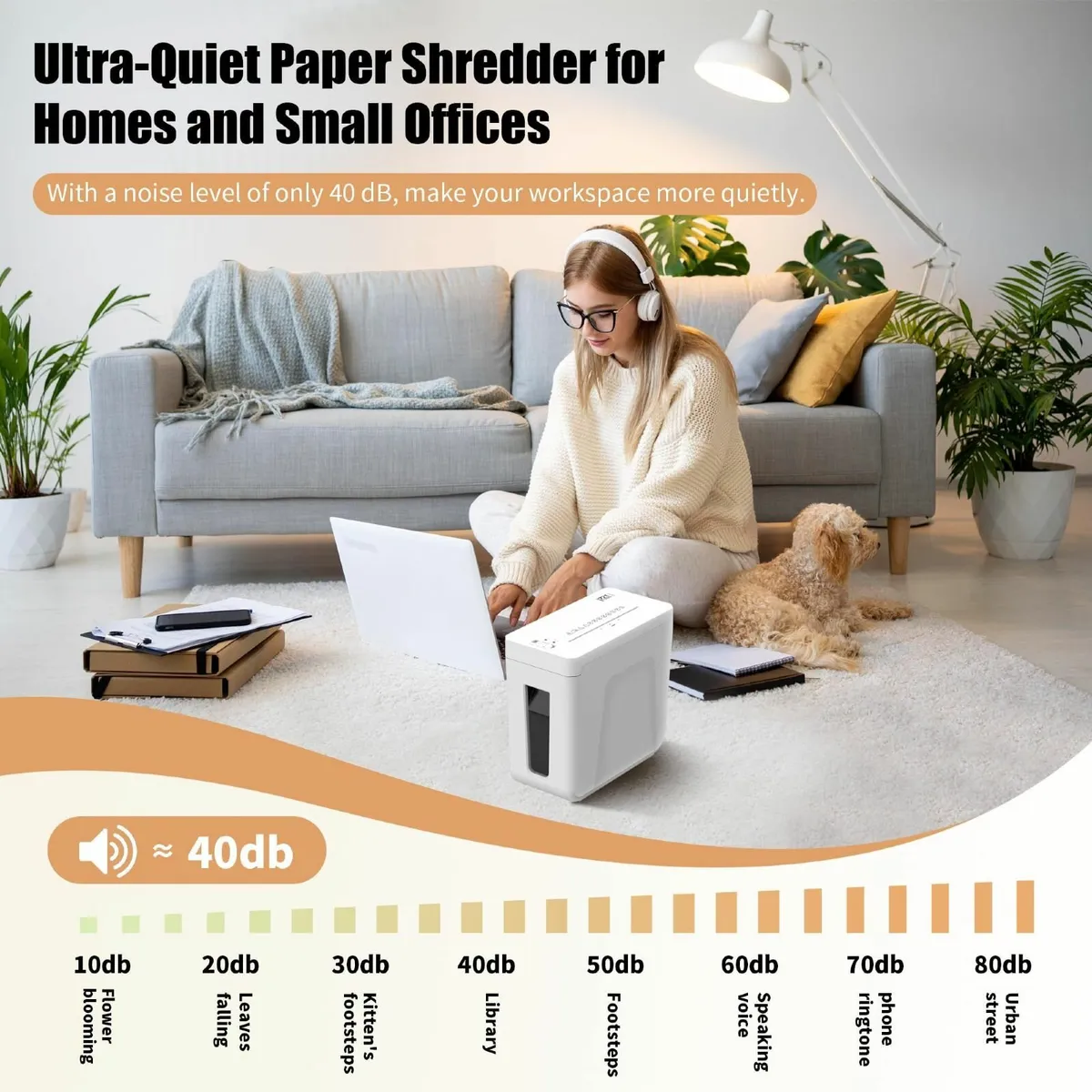 38dB Ultra-Quiet Paper Shredder for Home Use - Image 2