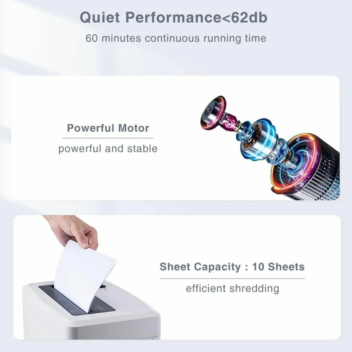 Heavy Duty Paper Shredder: 10-Sheet P-5 Micro Cut - Image 3