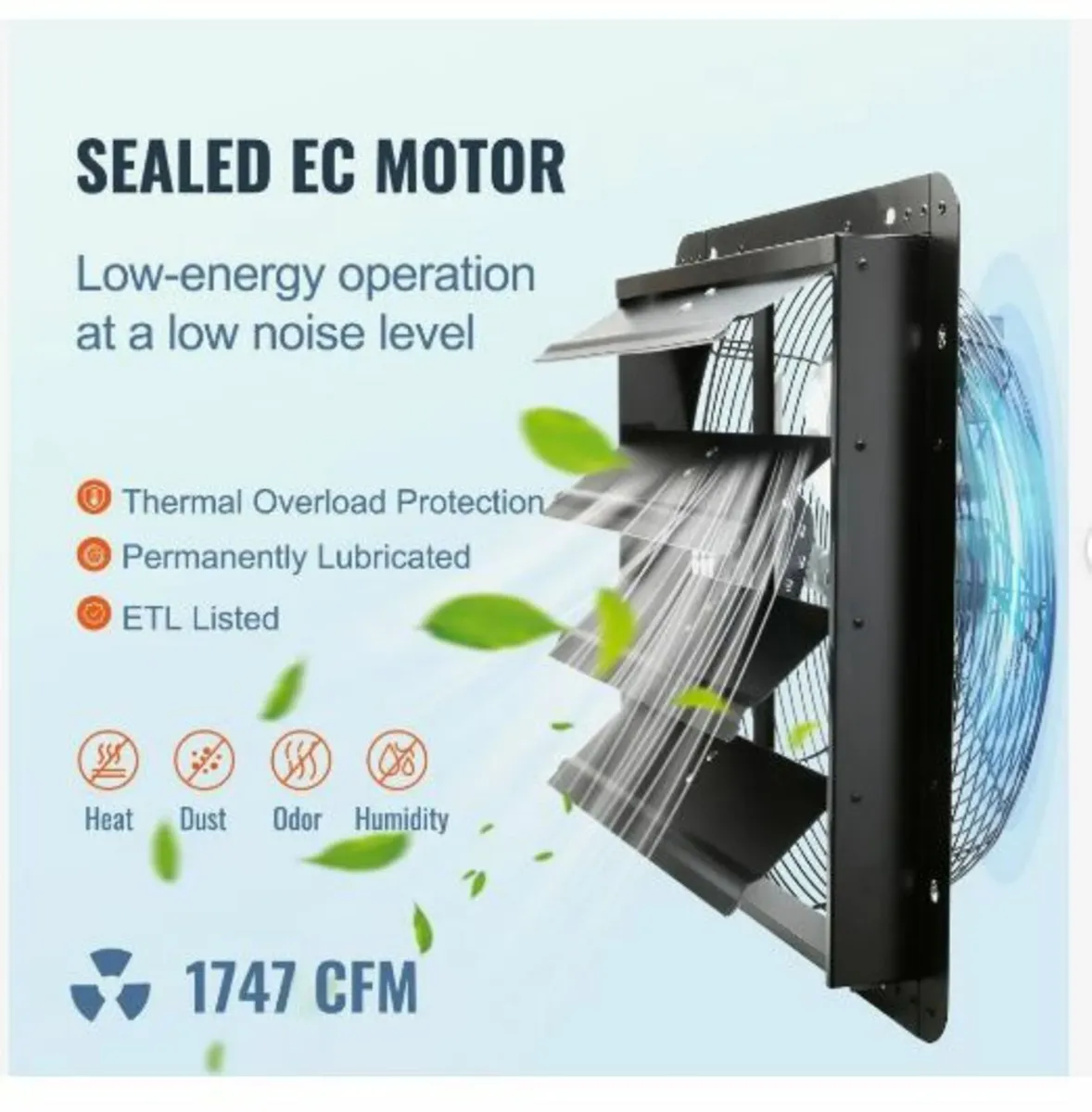 Shutter Exhaust Fan, 406 mm with Temperature - Image 4