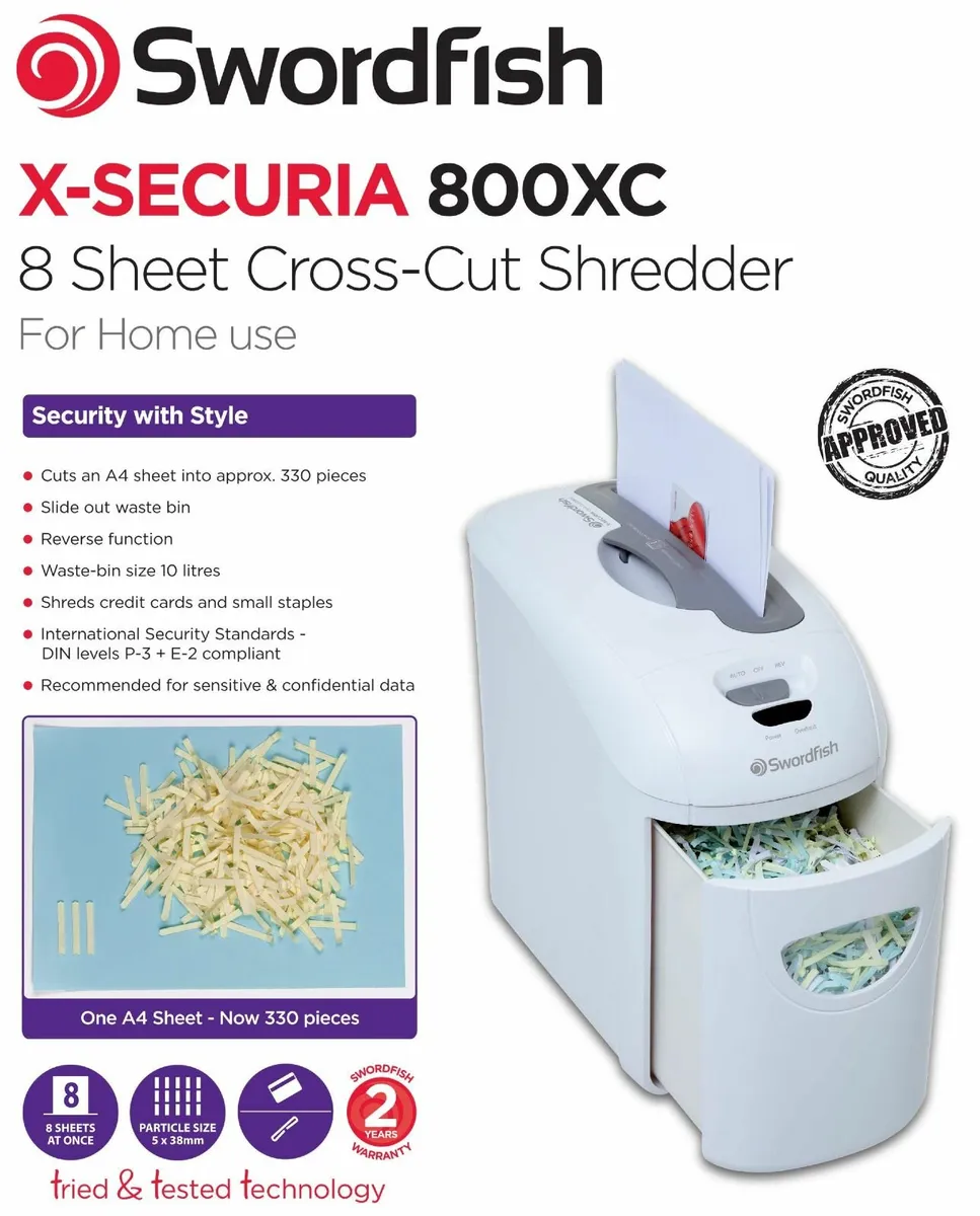 40300 X-Securia 800XC 8 Sheet Cross Cut Paper/Docu - Image 3