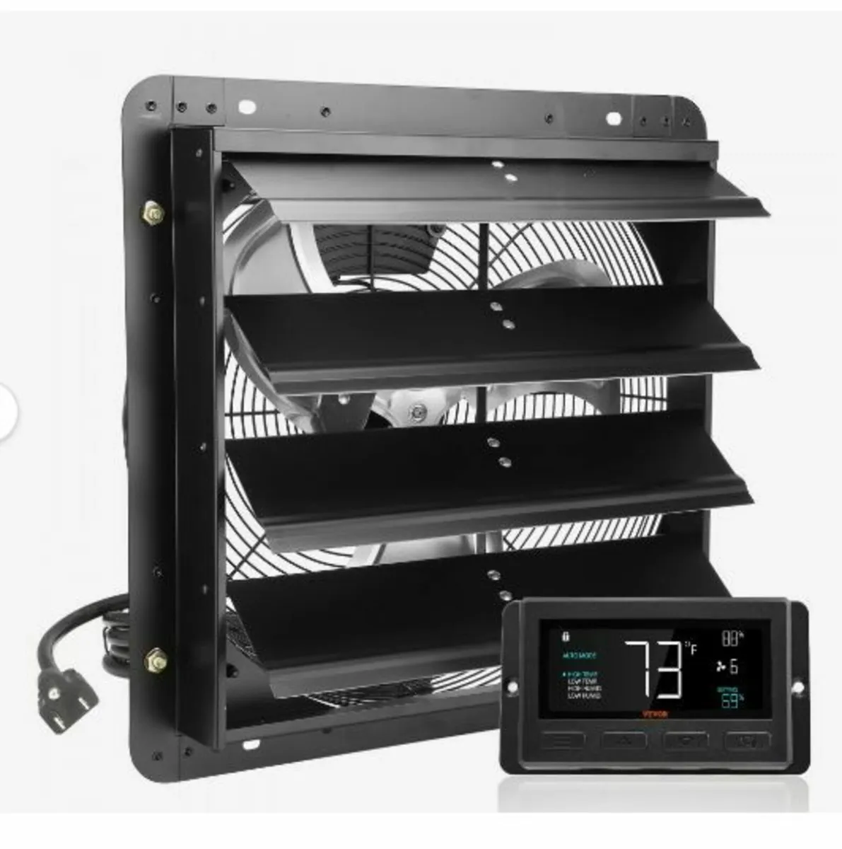 Shutter Exhaust Fan, 406 mm with Temperature - Image 1
