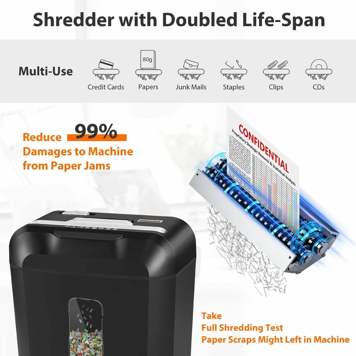 10-Sheet Home Shredder Cross-Cut Paper Shreds - Image 3