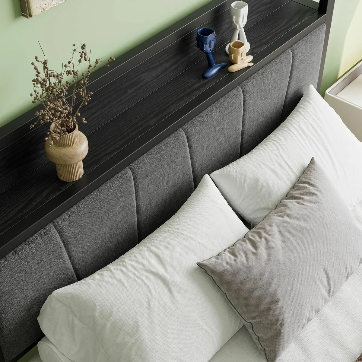 Double Bed Frames with Wooden Storage Headboard - Image 4