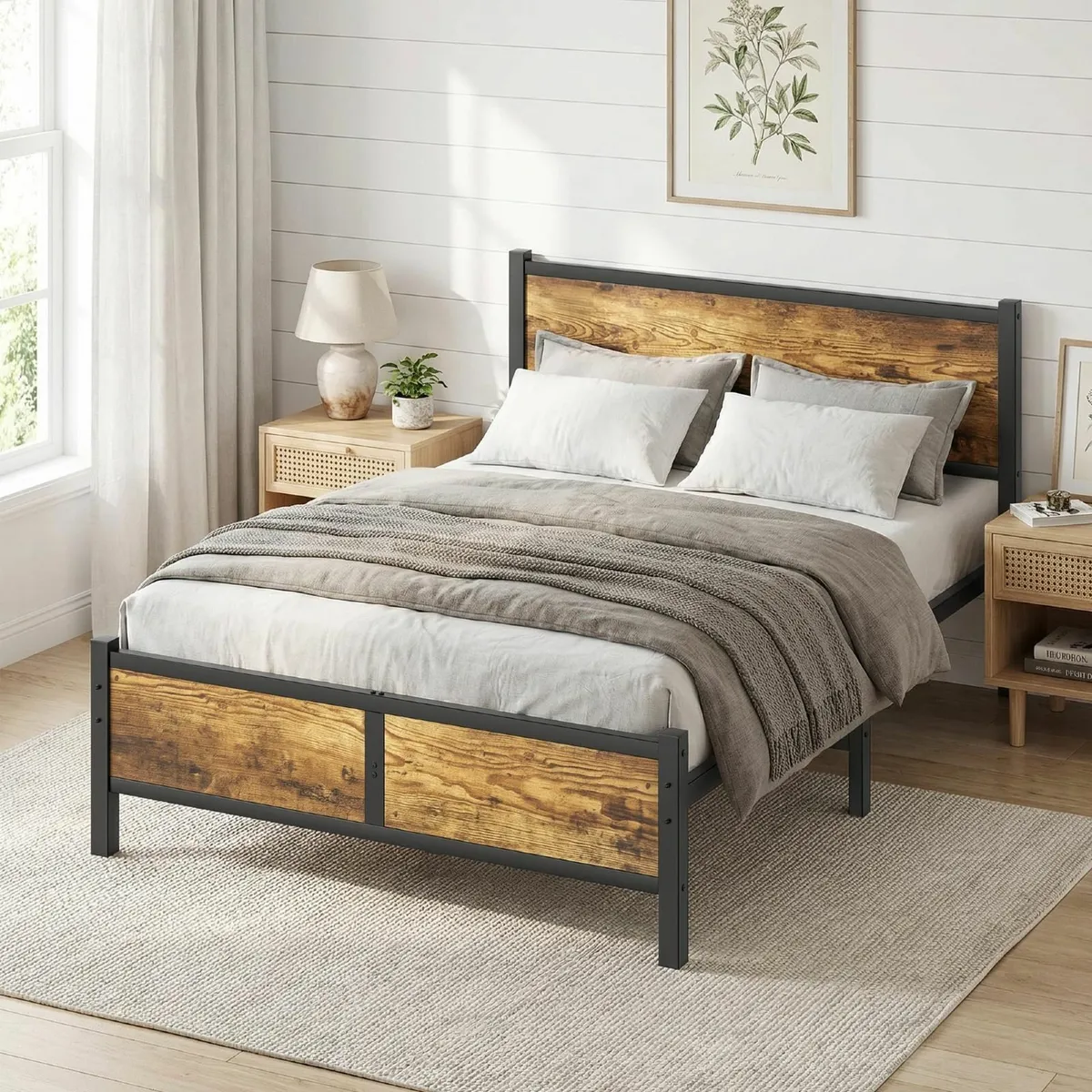 4ft6 Double Bed Frame with Headboard All Heavy - Image 1