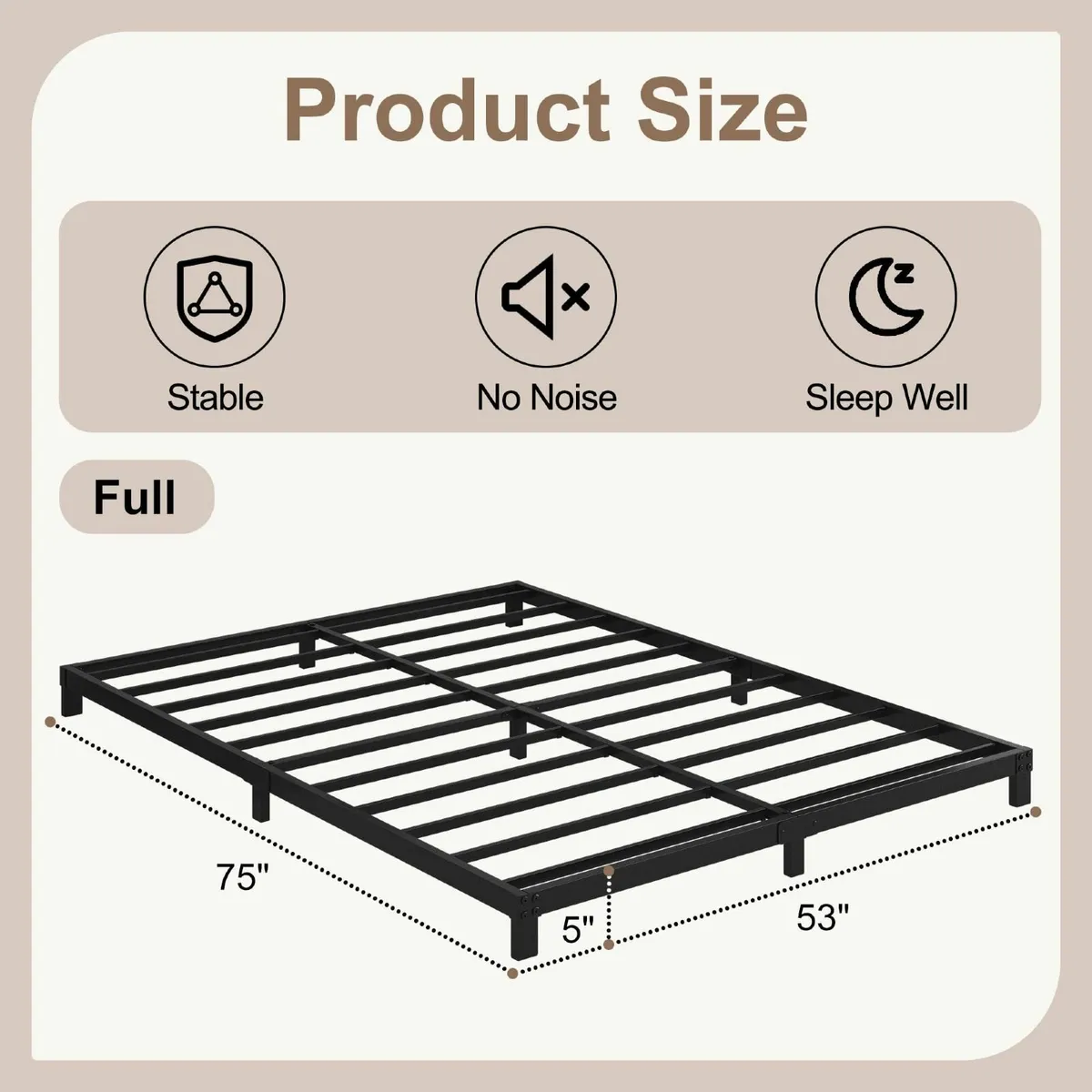5 Inch Low Bed Frame Full Heavy Duty Size Profile - Image 2