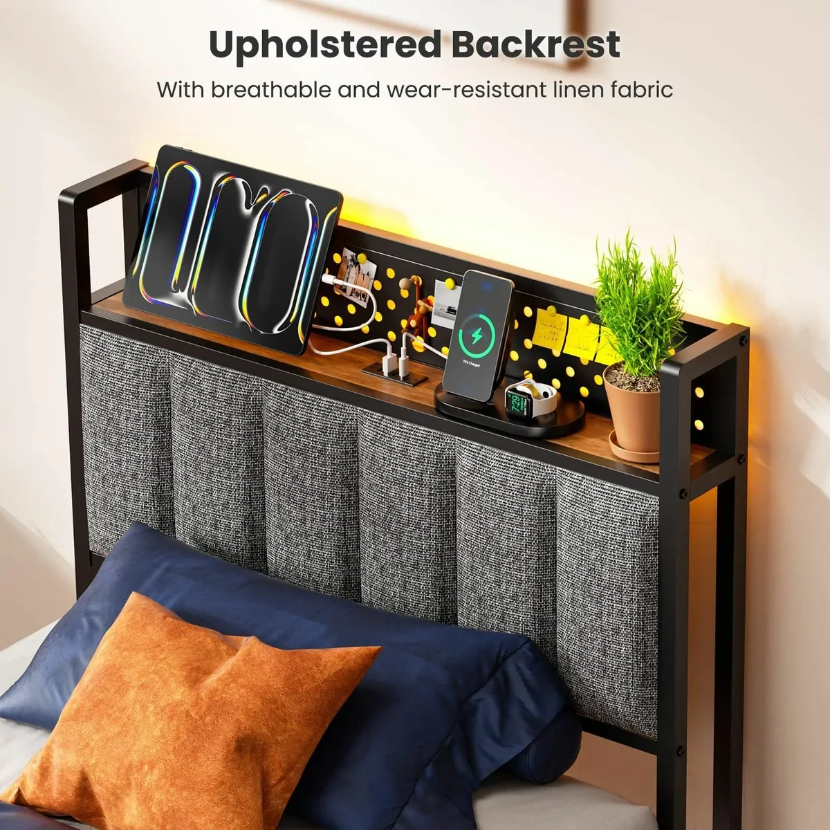 Single Bed Frame 90x190 cm with LED Lights and - Image 3