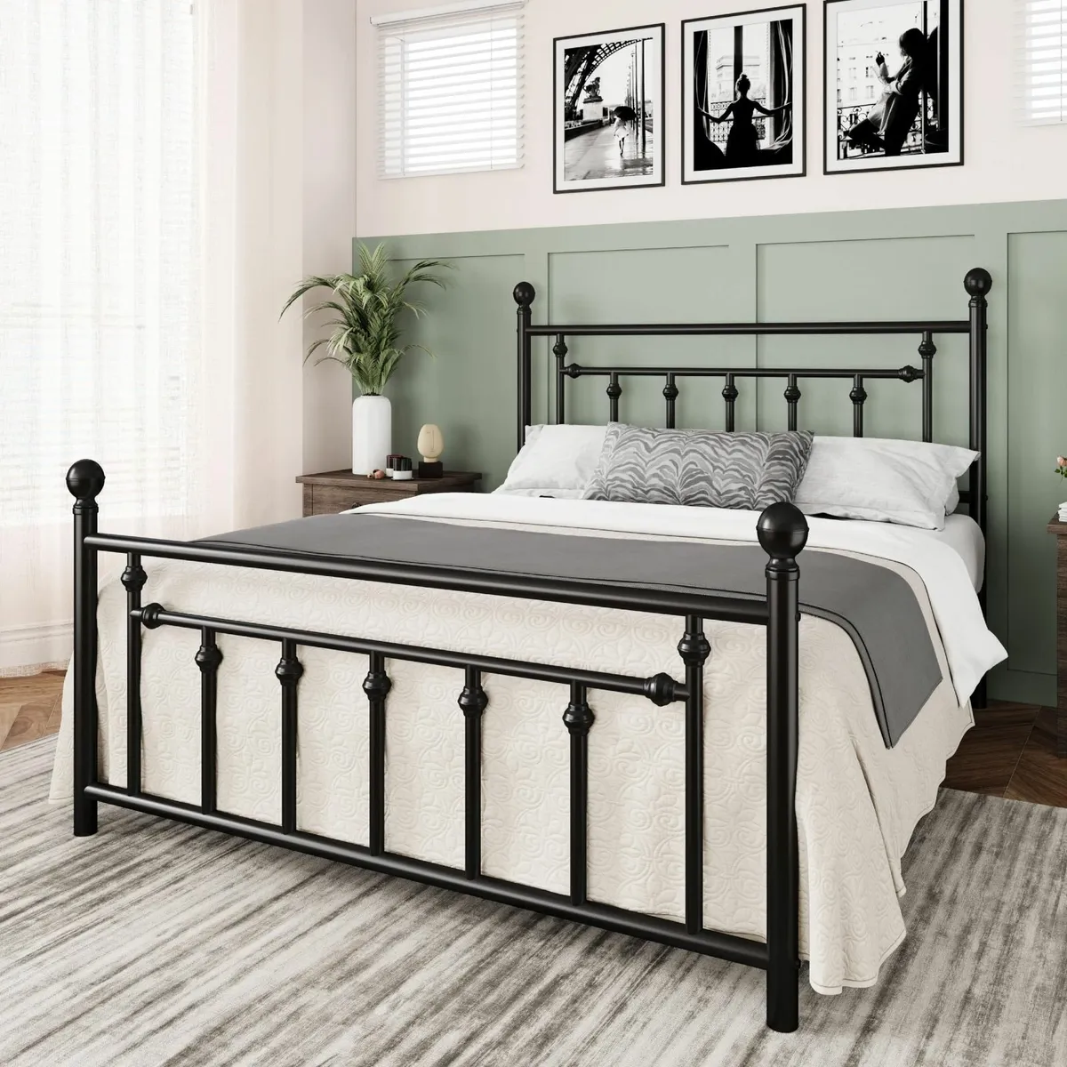 14 Inch Queen Size Metal Platform Bed Frame with - Image 3
