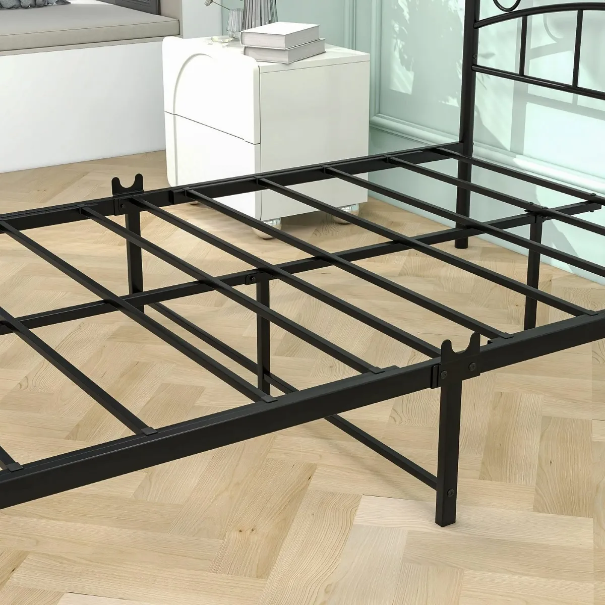 JELUTE Canopy Double Bed Frame with Ornate - Image 4