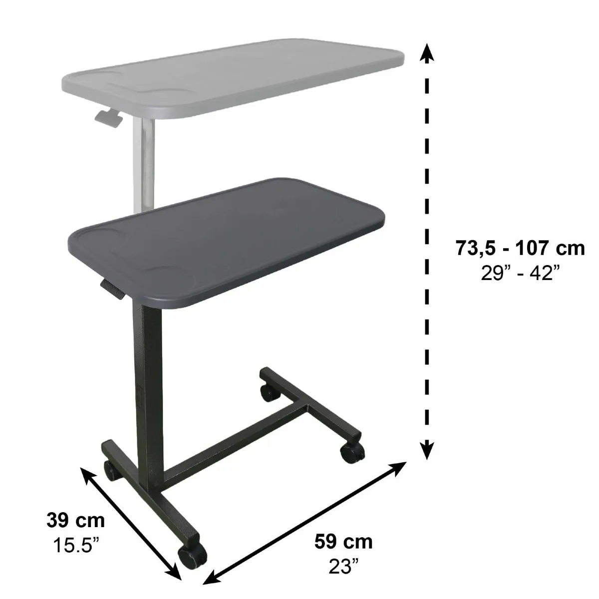 Over Bed Table with Wheels (Sturdy Steel Frame) - Image 2