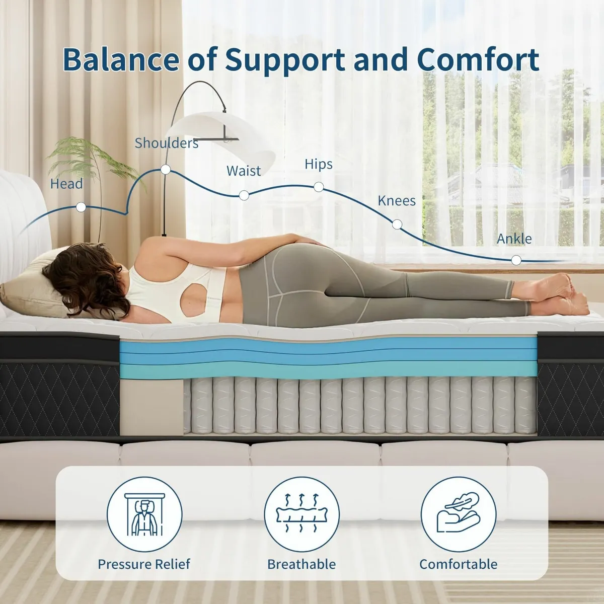 10.6 Inch Medium Firm Hybrid Mattress 4FT6 Double - Image 3