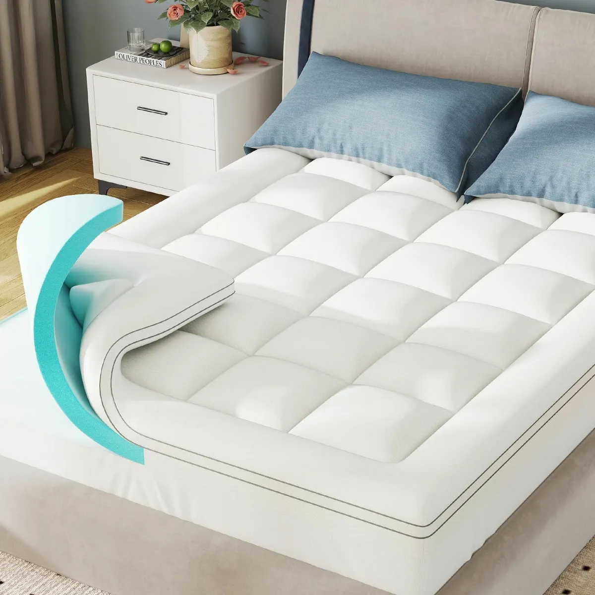 Dual Layer Memory Foam Mattress Topper Single 7cm - Image 1