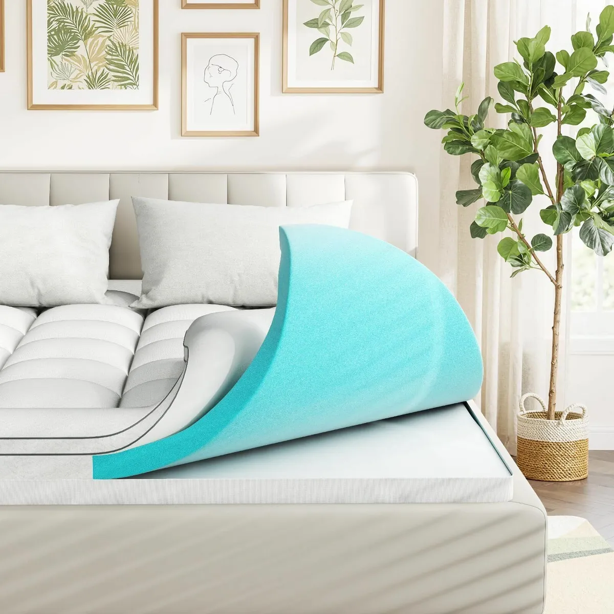 Dual Layer Memory Foam Mattress Topper Single 7cm - Image 2