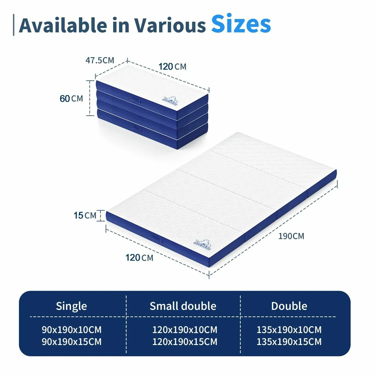 Foldable Small Double Mattresses 4ft 6 Inch - Image 3
