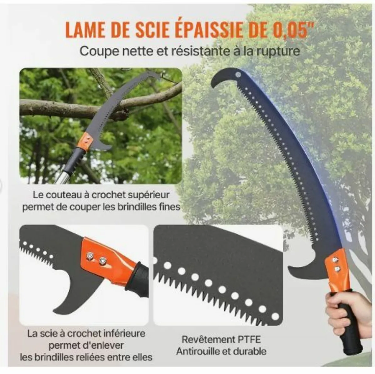 Manual Pole Saw, 2.2 - 8.2 m Extendable Tree - Image 2
