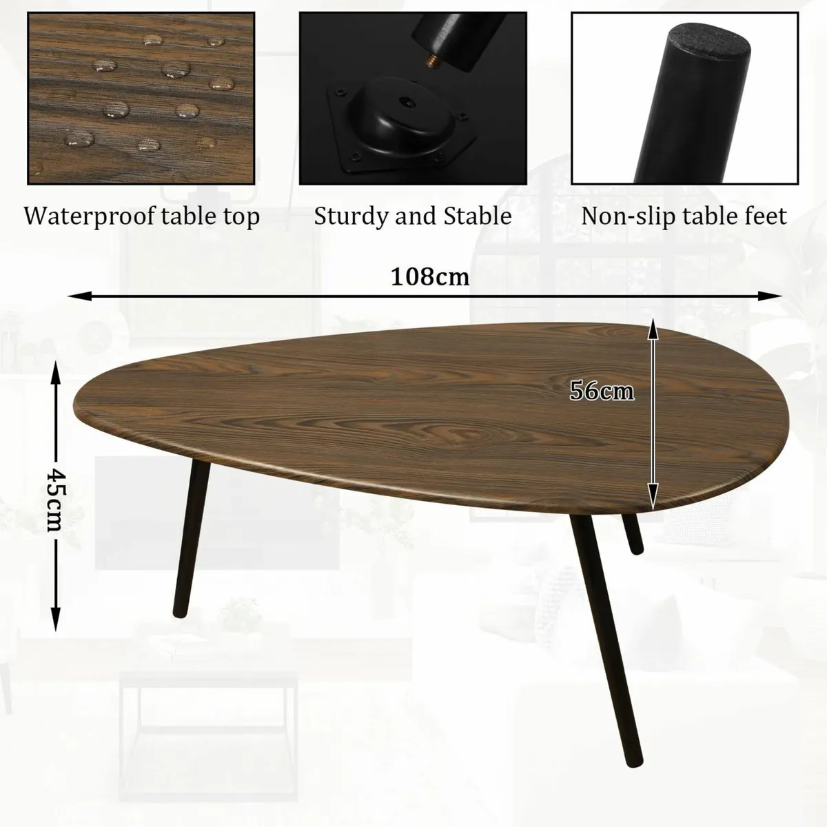 Large Oval Coffee Table Mid Century Modern for - Image 2