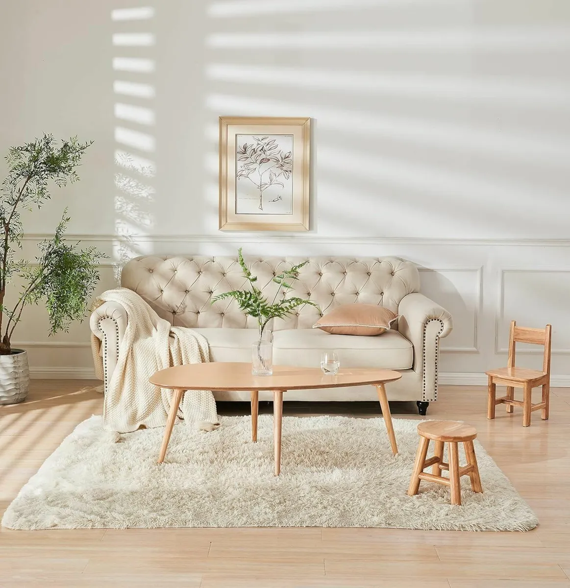 Wooden Oval Coffee Table;Mid Century Modern Side - Image 1