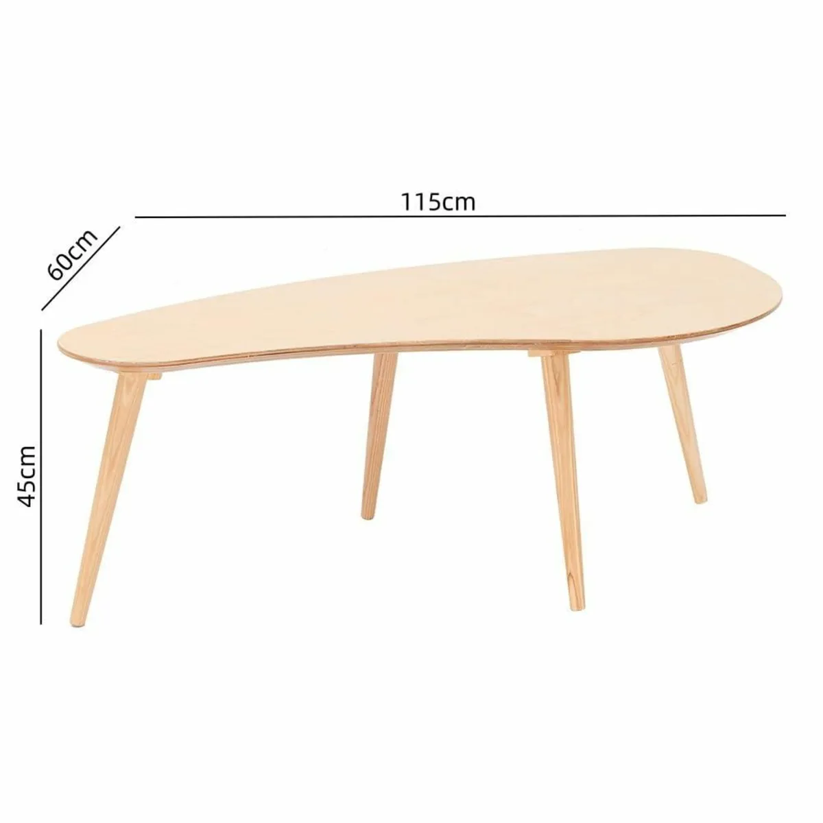 Wooden Oval Coffee Table;Mid Century Modern Side - Image 2